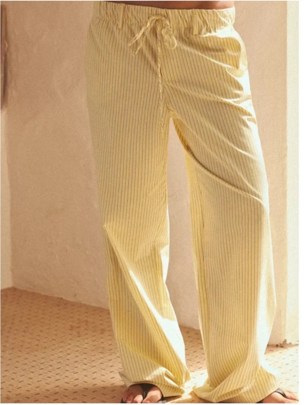 NEW ZARA Yellow Pinstripe Viral Trousers